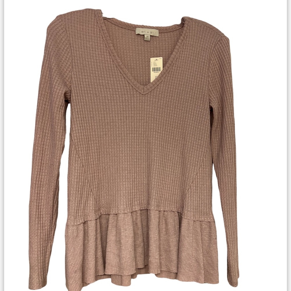 Anthropologie brand new with tags long sleeve waffle knit shirt with ruf…